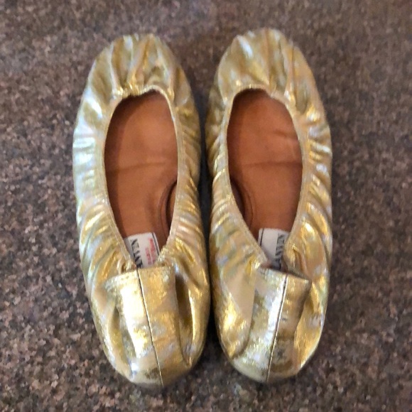 LANVIN PARIS GOLD SILVER BALLET FLATS-8M-VINTAGE! - Picture 7 of 7